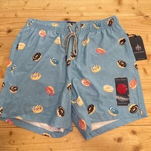 Rainforest Donut Print Swim Trunks Men's Small Blue Casual‎ Shorts NWT